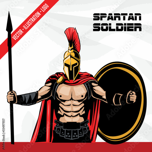 VECTOR SOLDADO ESPARTANO LOGO ILUSTRACIÓN MASCOTA DISEÑO