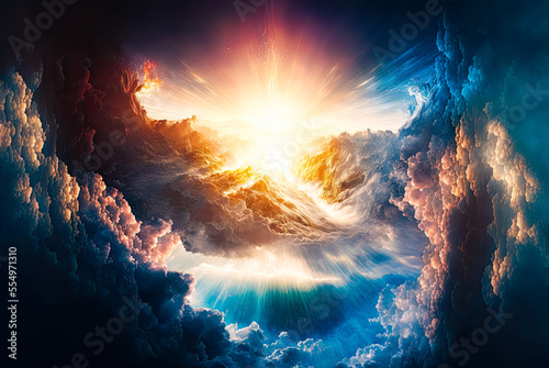 Photo Creation of Heaven and Earth. Generative AI