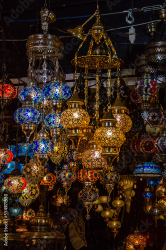 lanterns at dark shop at turkish bazar
