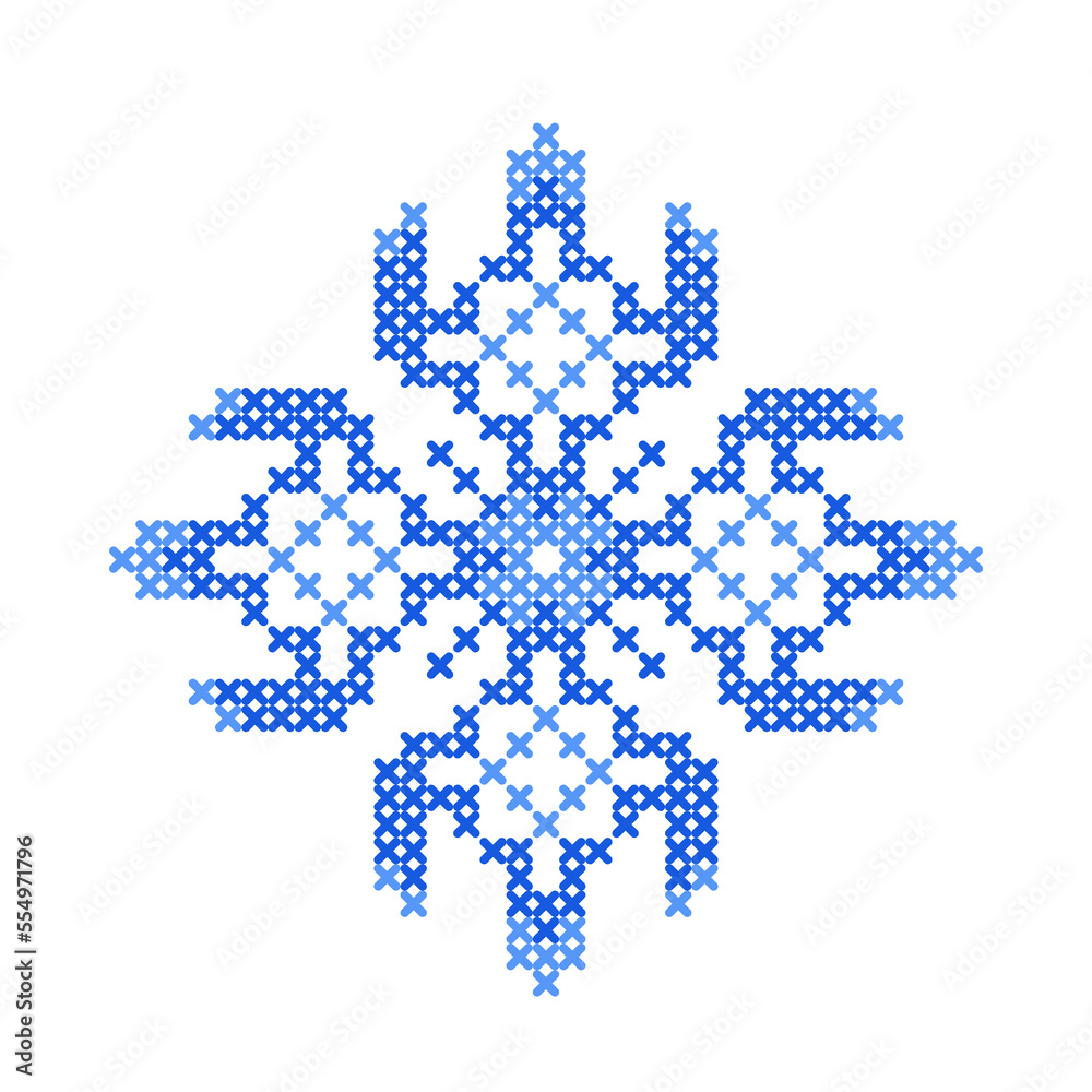 Folk pattern cross stitch snowflake or flower Folk pattern cross stitch snowflake or flower