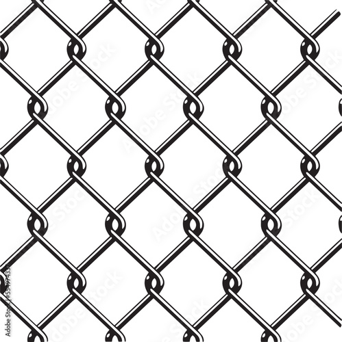 wire fence. seamless chain link fence. industrial fence on white isolated background