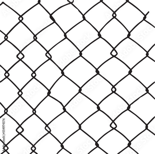 wire fence. seamless chain link fence. industrial fence on white isolated background