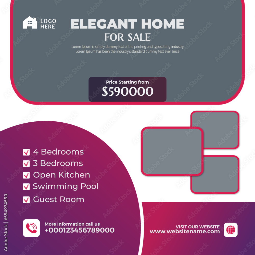 Obraz premium creative real estate social media post template design