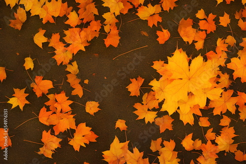 Illustration of autumn maple leaves outdoors  generative ai