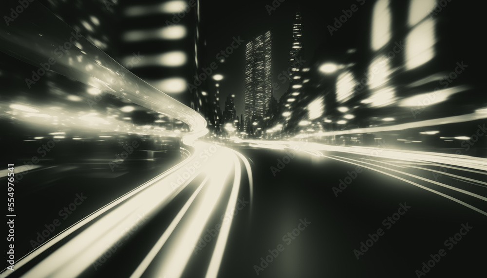 Abstract Motion Blur City, traffic in central district of city at night. Light trails with motion blur effect, long time exposure Abstract Motion Blur City, traffic in central district of city at night. Light trails with motion blur effect, long time exposure
