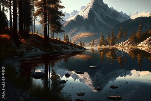 the reflection of the mountain