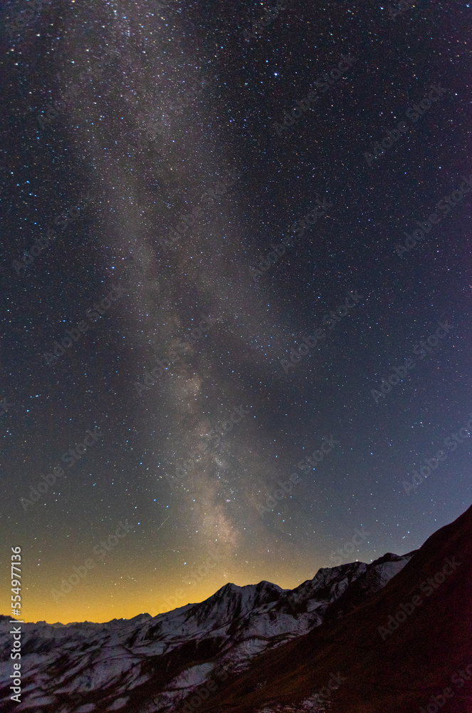 Starry night with the milky way in the alps 
