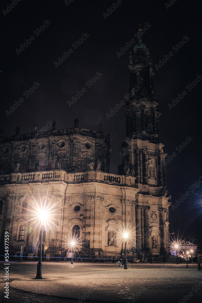 church in dresden  by night