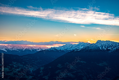 sunset in the mountains  Alps  Vorarlberg  Austria 