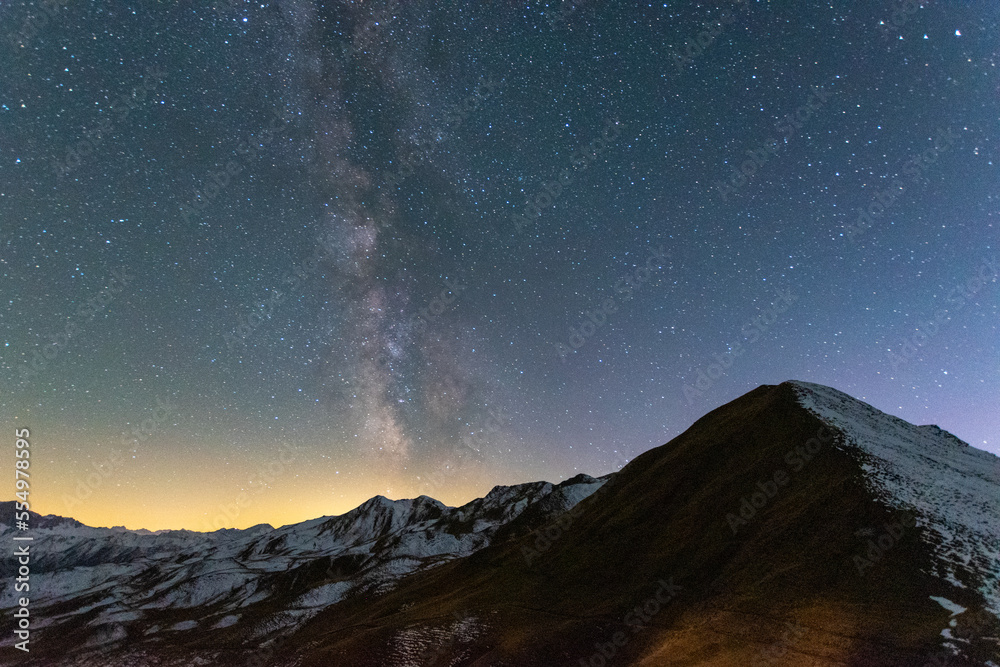 starry night sky with the milkyway  in the alps (Austria)