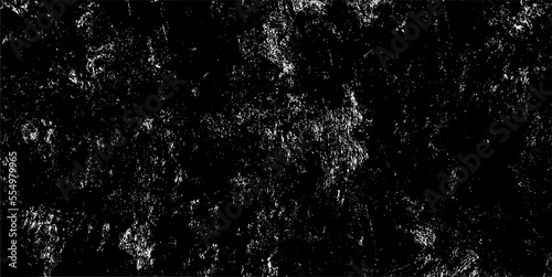 Monochrome texture composed of irregular graphic elements. Distressed uneven grunge background. Abstract vector illustration. Overlay for interesting effect and depth. Isolated on white background.