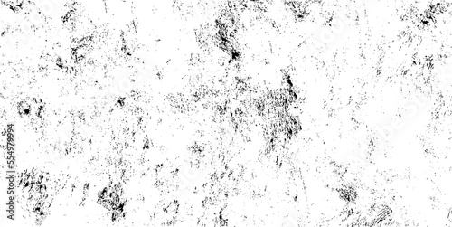 Monochrome texture composed of irregular graphic elements. Distressed uneven grunge background. Abstract vector illustration. Overlay for interesting effect and depth. Isolated on white background.