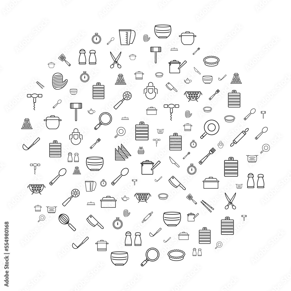 Household devices and appliance concept in circle with clean and simple