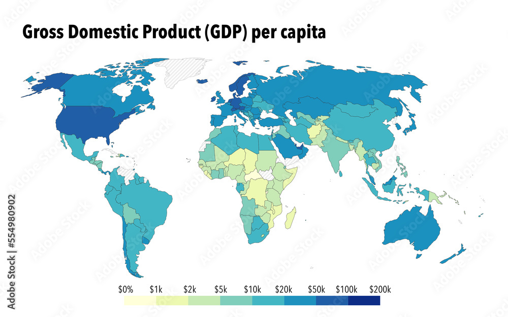 gdp per capita of countries around the world
