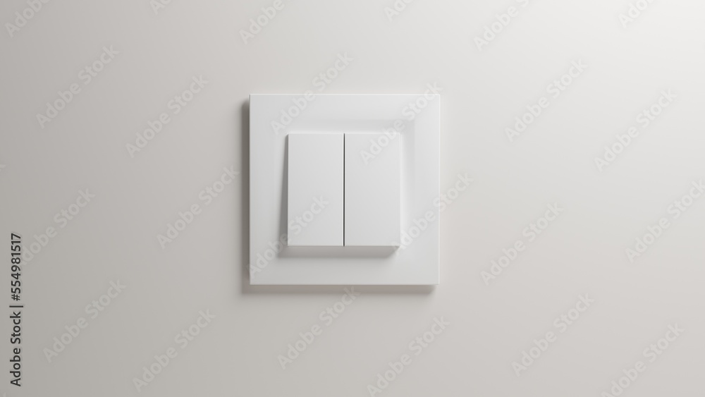 White light switch with two buttons isolated on white background. 3D render White light switch with two buttons isolated on white background. 3D render