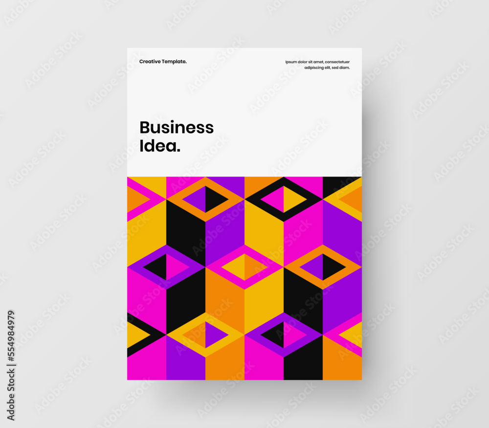 Modern front page A4 vector design illustration. Original geometric hexagons brochure layout.