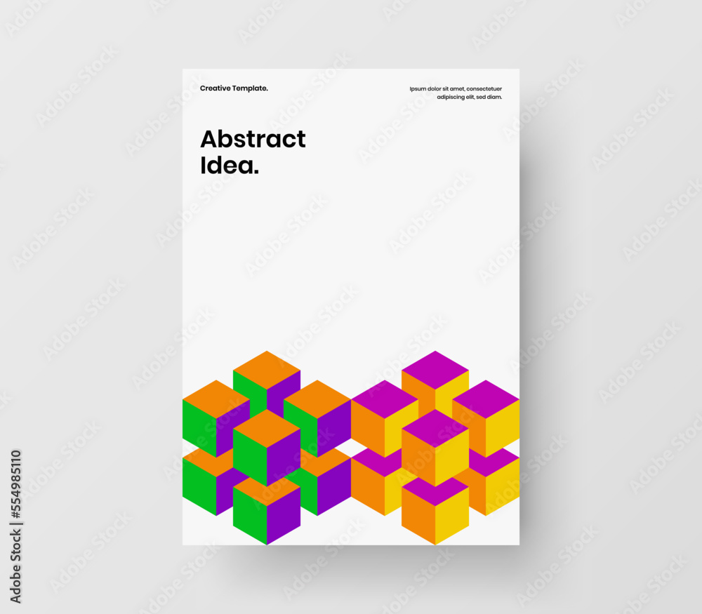 Clean geometric hexagons company identity illustration. Trendy banner A4 vector design template.