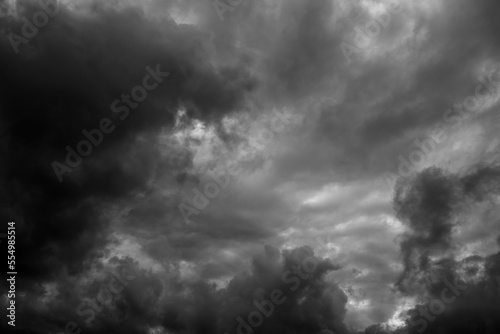 Black and white shot of stormy clouds