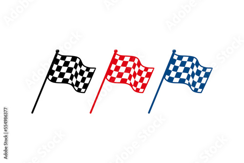 Racing flag, star and finish flag vector illustration design in different colors