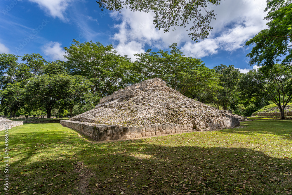 The ruins of a beautiful pyramids in the archaeological zone of Edzna in Mexico.