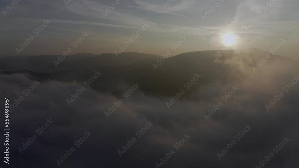 Sunrise Above The Clouds .Aerial Video With Drone Sunrise Above The Clouds .Aerial Video With Drone