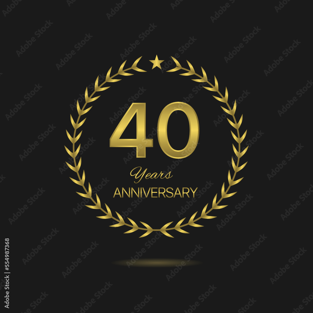 Fototapeta premium Fourty years Anniversary golden laurel wreath label