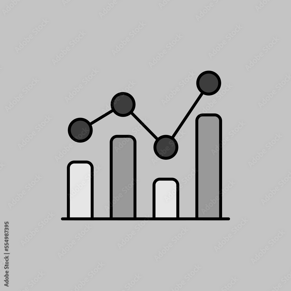 Graph in trendy outline icon. Finances sign