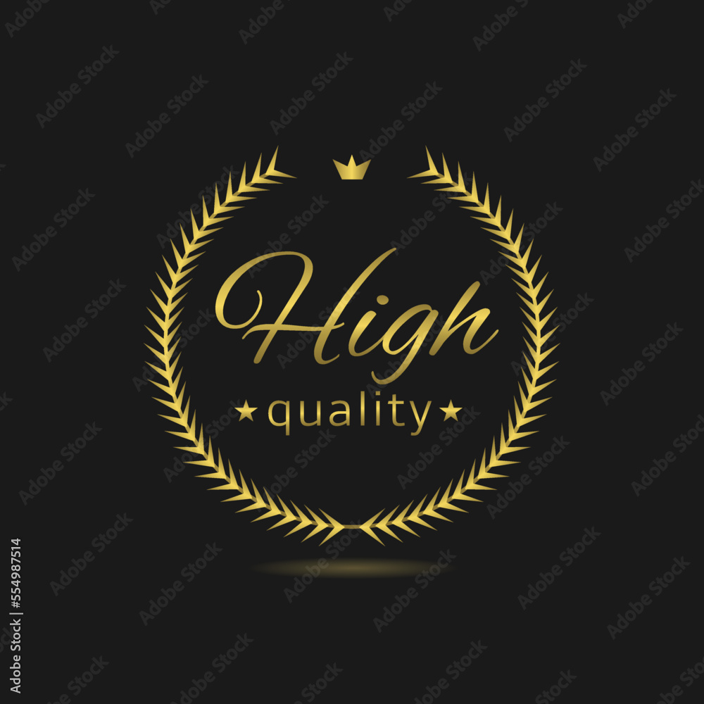 High quality golden laurel wreath vector label High quality golden laurel wreath vector label