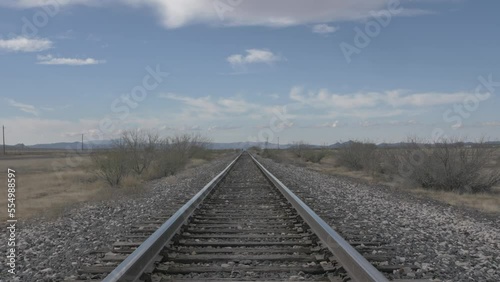 railroad tracks in the rural countryside of West Texas near Marfa. photo