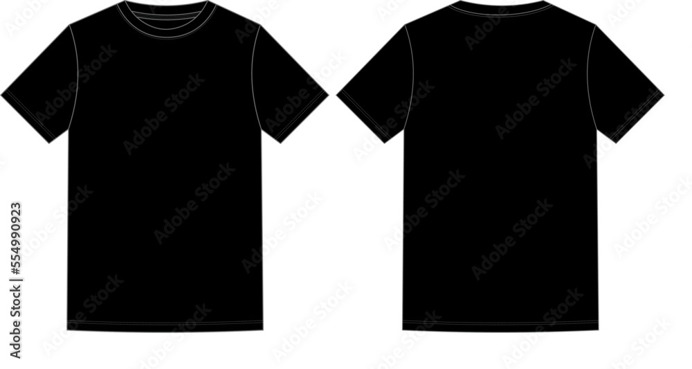 Blank Black T-shirt Design Vector Transparent Template, Front and Back ...