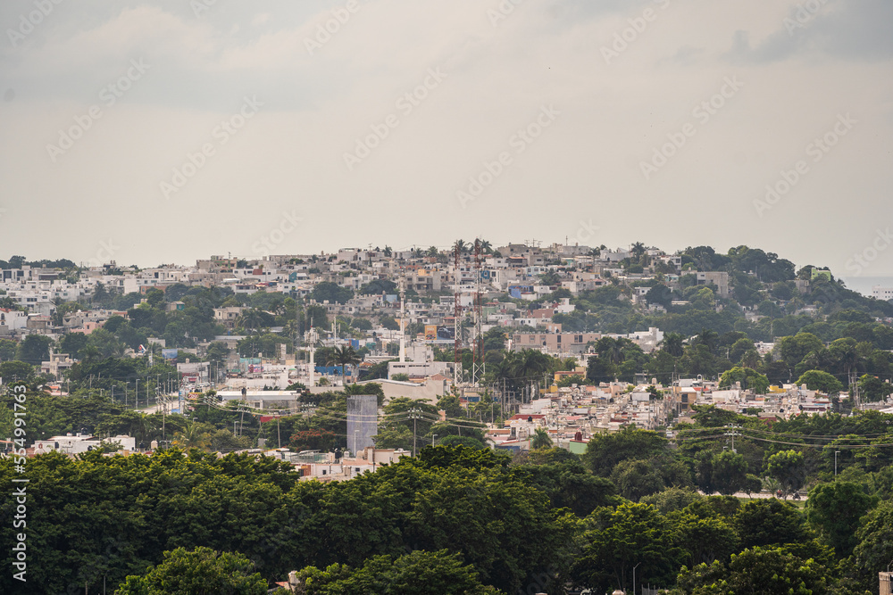 Beautiful panoramic view of the city of Campeche in Mexico.