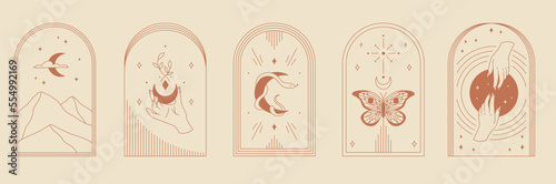 Set of Esoteric Boho Logos and Frames