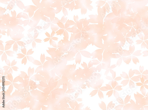 淡いパステルカラーの水彩桜背景（シームレス）