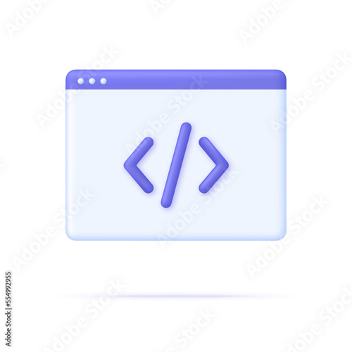 3D Web page and programming code icon. Development and software concept.
