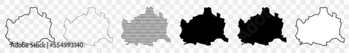 Vienna Map Black | Viennese Wiener Town Border | Austrian Capital City | Transparent Isolated | Variations