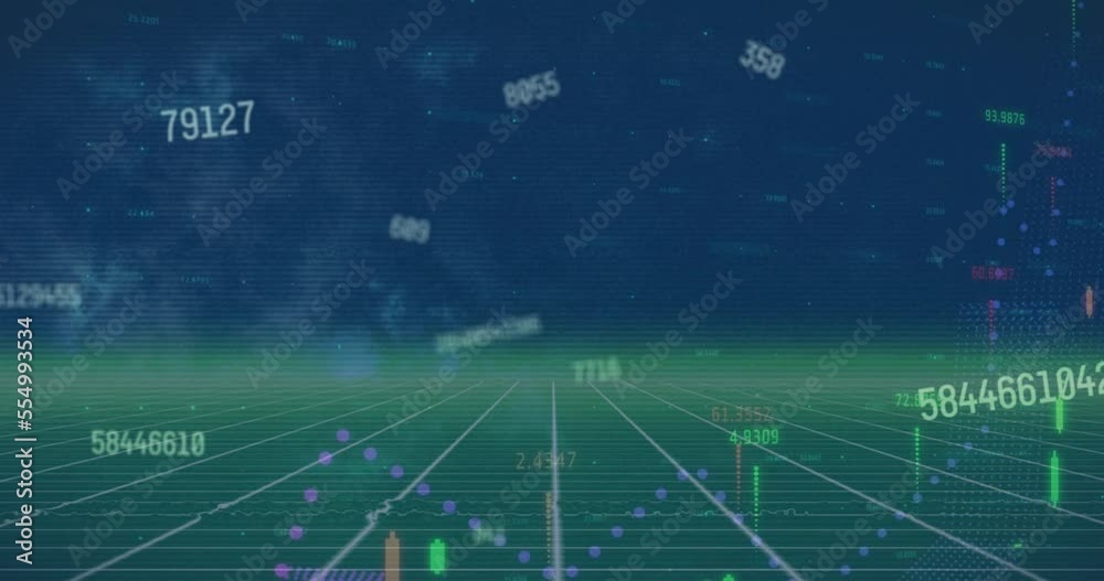 Animation of numbers and data processing over grid Animation of numbers and data processing over grid