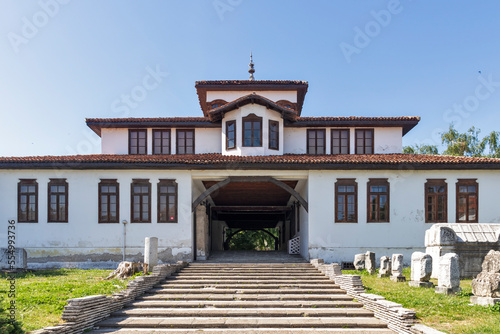 Building and street at the center of town of Vidin, Bulgaria