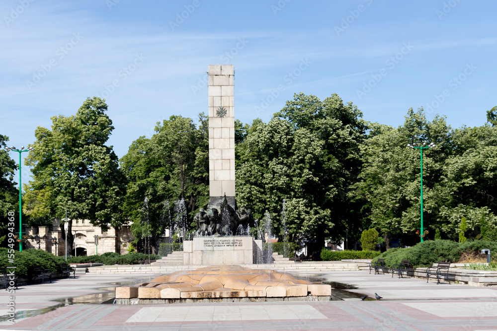 Fototapeta premium Building and street at the center of town of Vidin, Bulgaria
