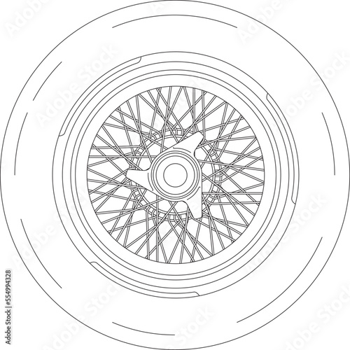 Vintage car wheel design on the white background, vector illustration