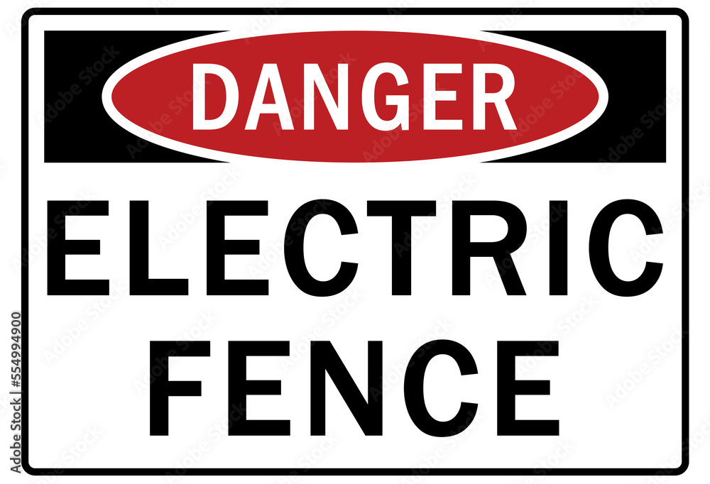 Electric fence warning sign