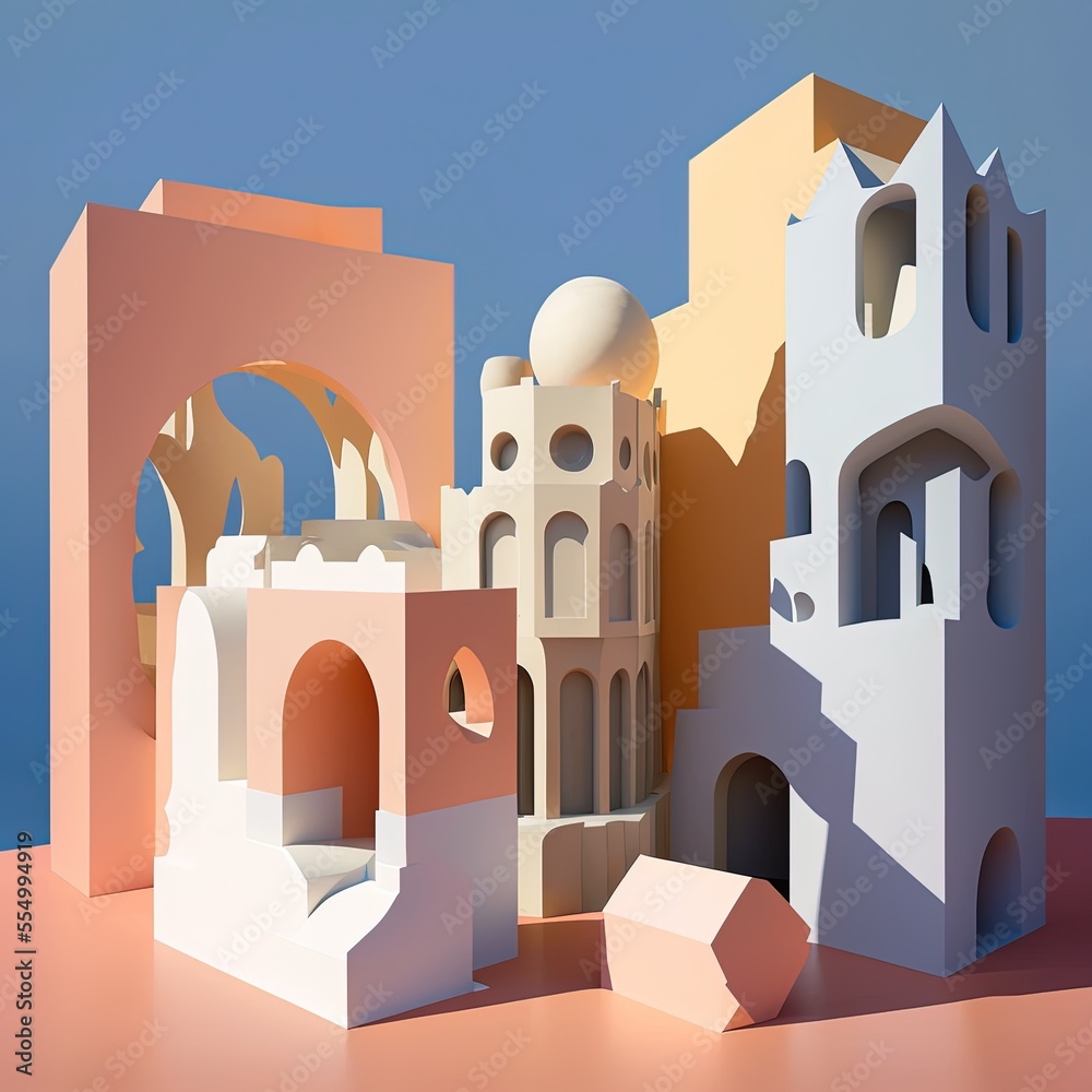 Architectural construction 3d illustration made with Generative AI