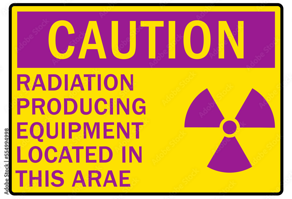 Obraz premium Radiation warning sign and labels