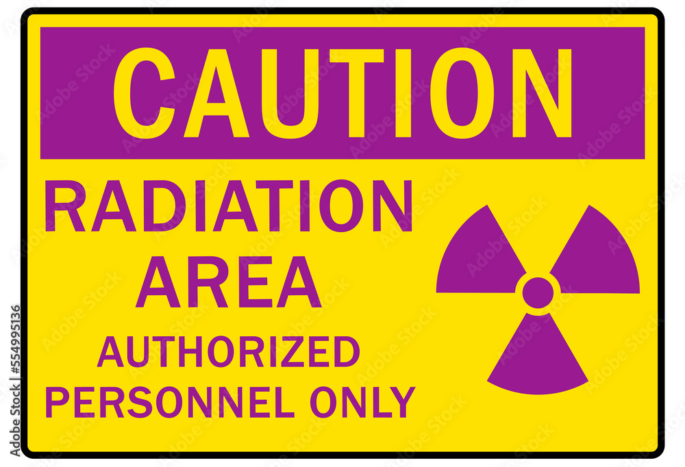 Obraz premium Radiation warning sign and labels