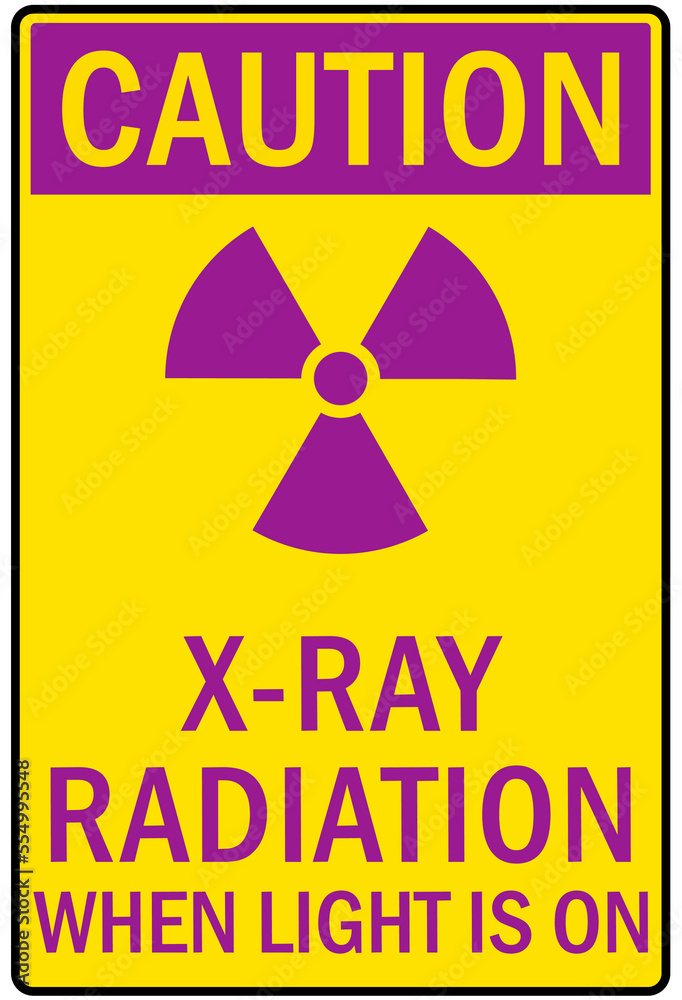 Obraz premium Radiation warning sign and labels