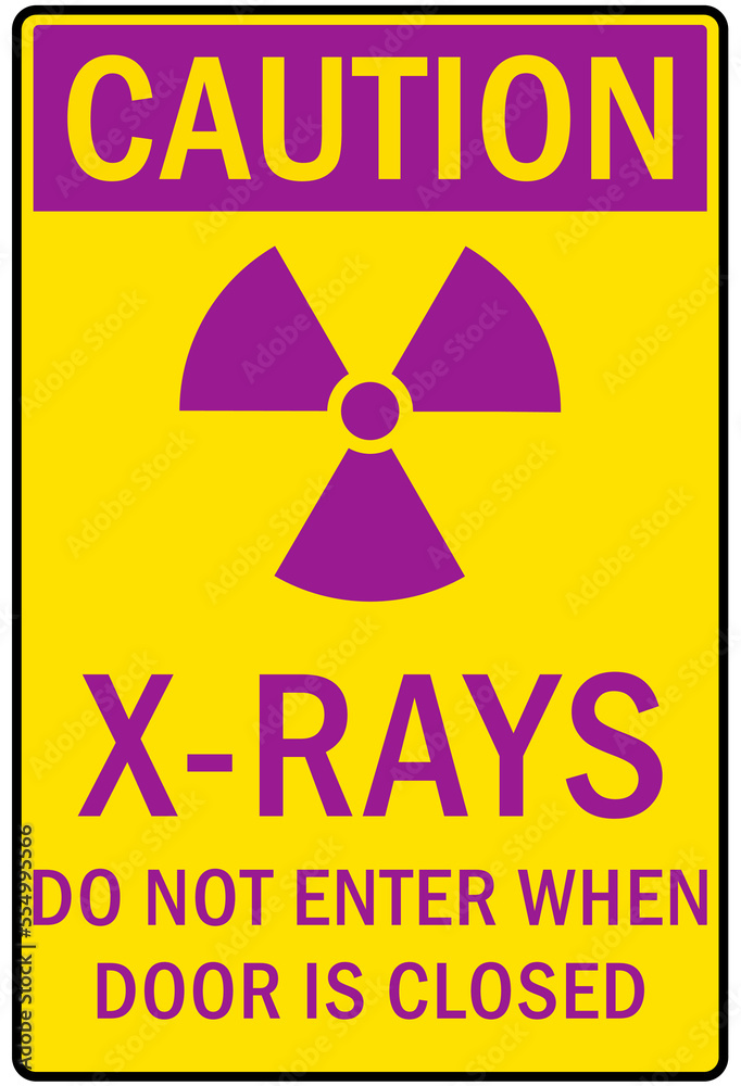 Obraz premium Radiation warning sign and labels