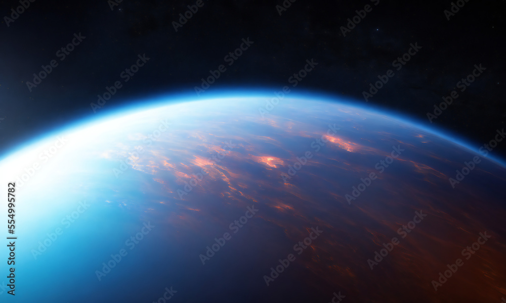 Alien planet viewed from space