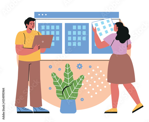 People plan schedules concept