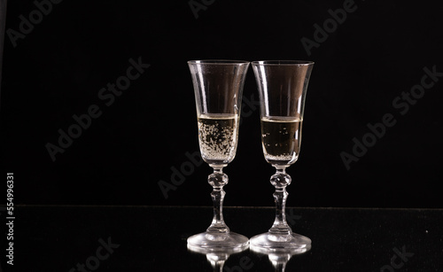 two champagne glasses New Year background