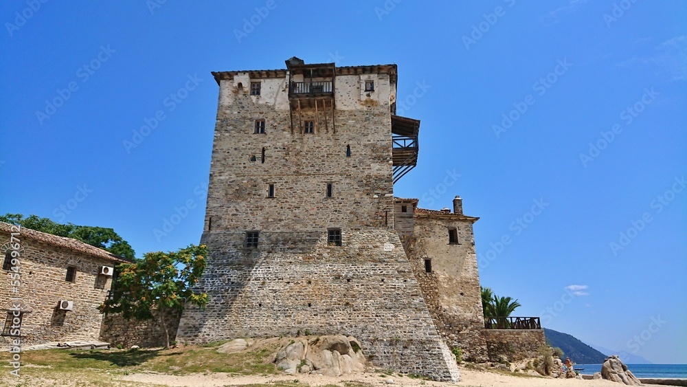 La tour byzantine de Prosphori, Ouranoupoli, Grèce