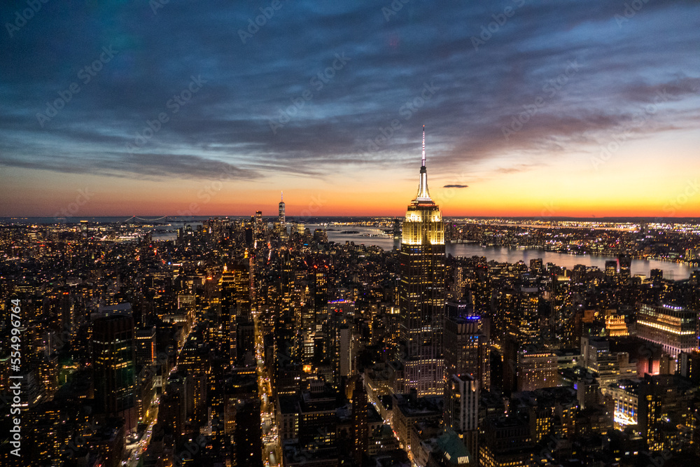Naklejka premium Stunning view from New York skyline sunset. Summit One Vanderbilt.